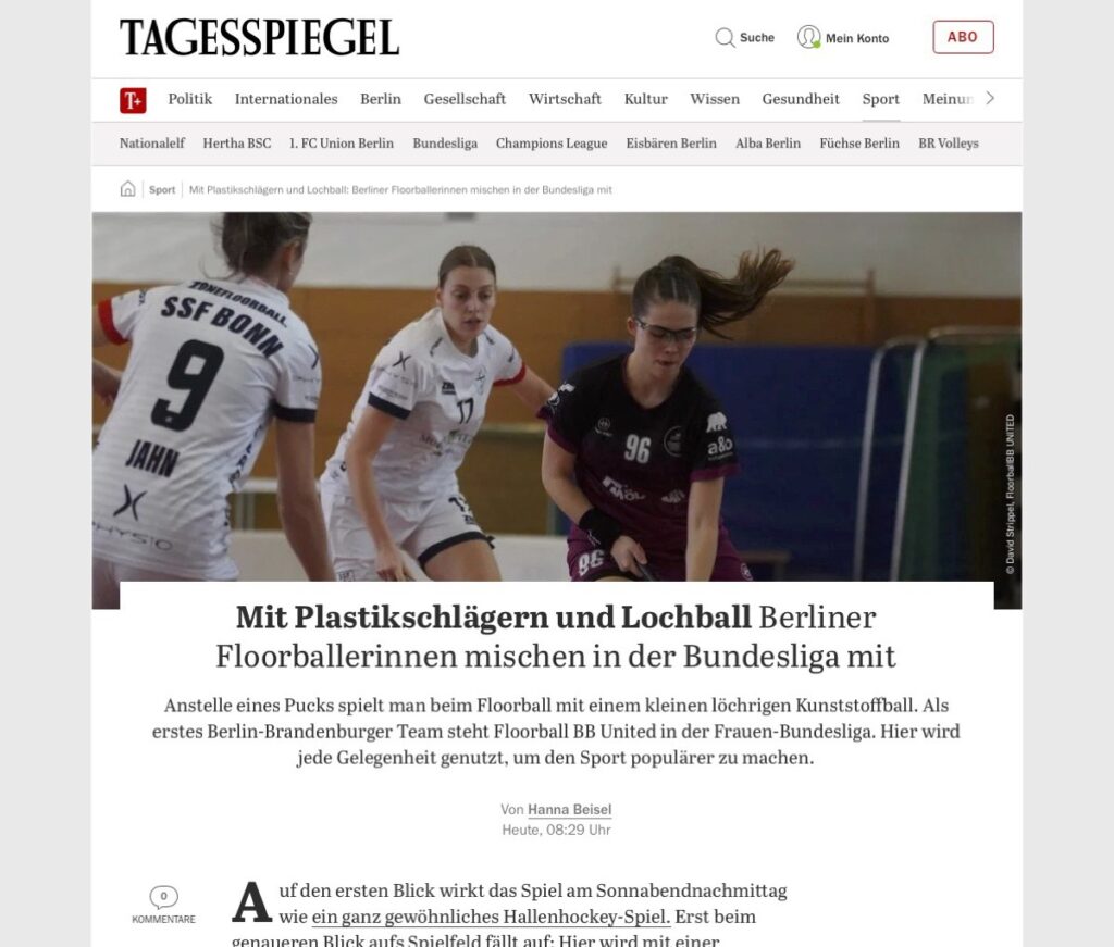 Tagesspiegel über den Floorball Girls Day 2024 bei den Karower Dachsen